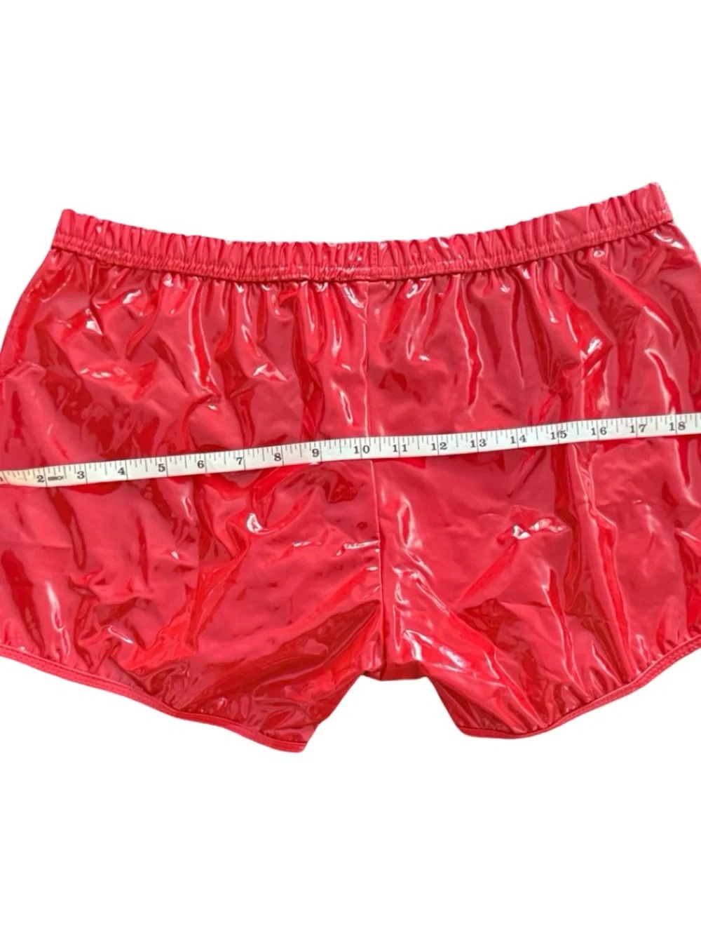 Red Glossy High‑Shine Shorts – S/M – Festival / Rave Wear